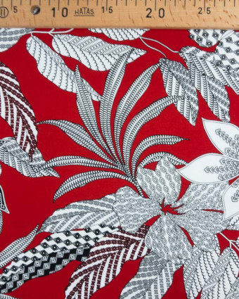 Viscose Fleurs Bohème Rouge