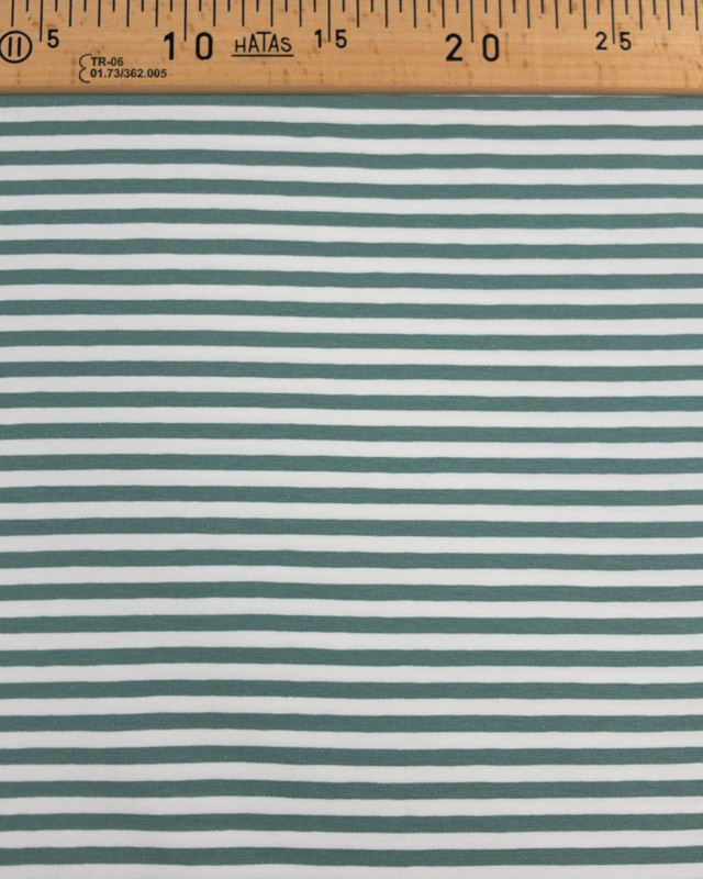 Jersey tissu marinière vert cactus - Mercerine