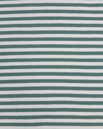 Jersey tissu marinière vert cactus - Mercerine