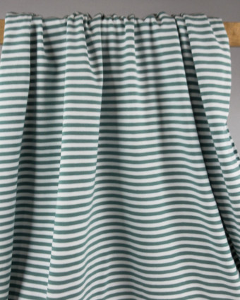 Jersey tissu marinière vert cactus - Mercerine