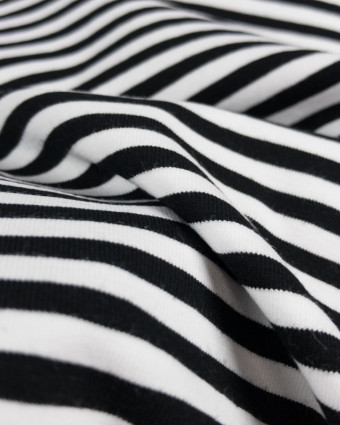 Jersey tissu marinière noir - Mercerine