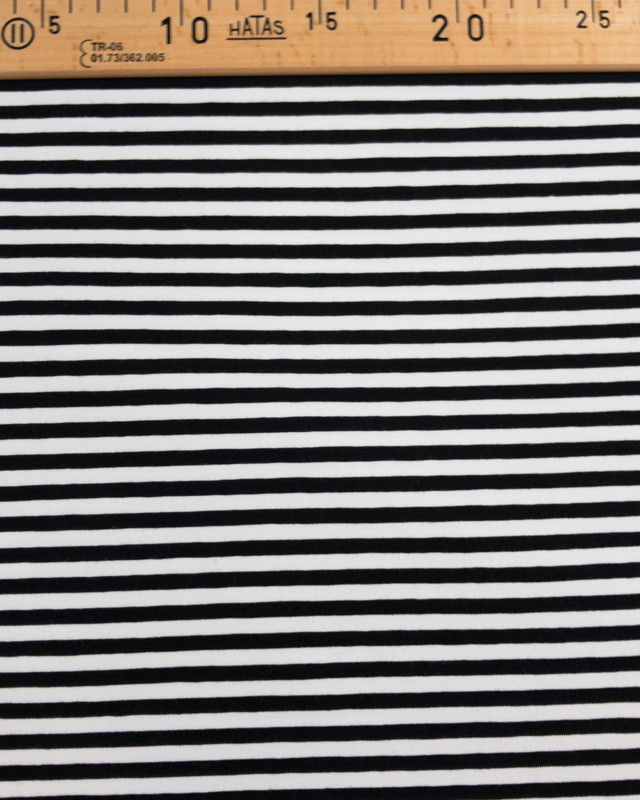 Jersey tissu marinière noir - Mercerine