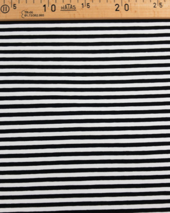 Jersey tissu marinière noir - Mercerine