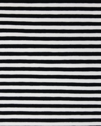 Jersey tissu marinière noir - Mercerine
