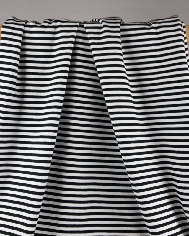 Jersey tissu marinière noir - Mercerine