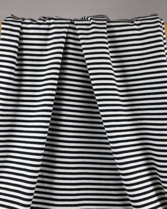 Jersey tissu marinière noir - Mercerine