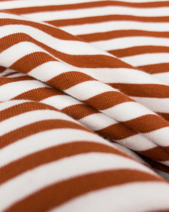 Jersey tissu marinière chataigne - Mercerine