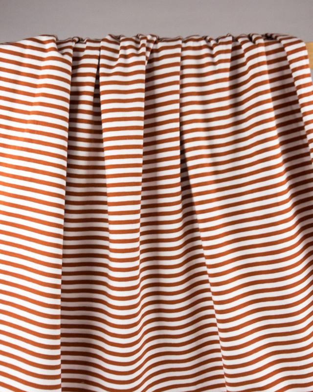 Jersey tissu marinière chataigne - Mercerine