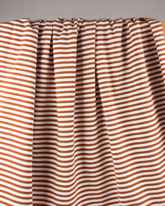 Jersey tissu marinière chataigne - Mercerine