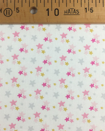 Coton imprimé étoiles roses Luxina