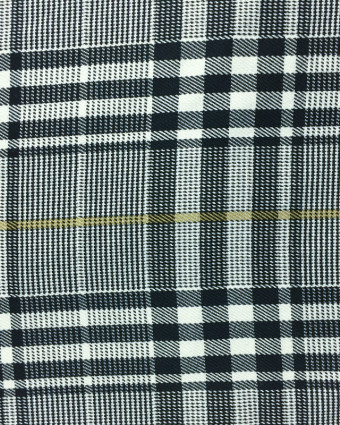 Tissu tartan noir et blanc ligne ocre