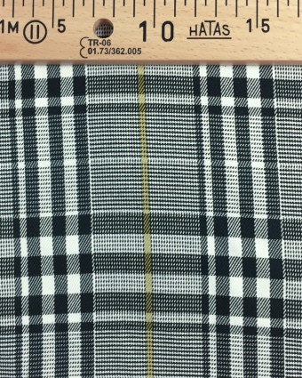 Tissu tartan noir et blanc ligne ocre