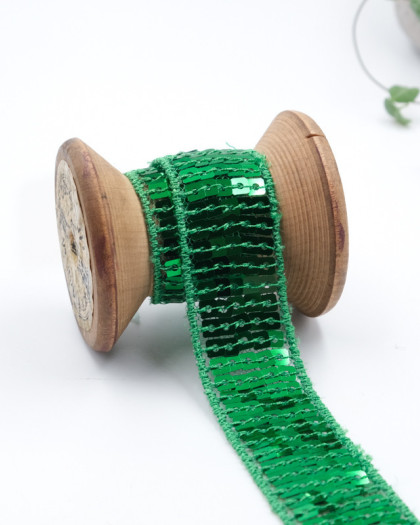 Ruban paillettes sequins vert - Mercerine