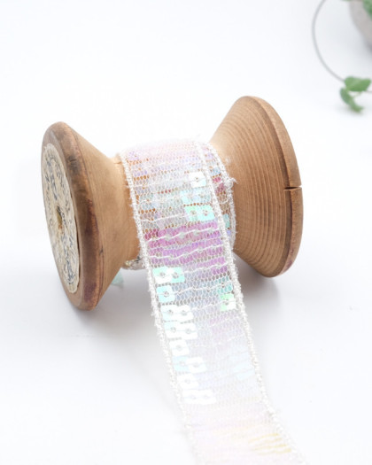 Ruban paillettes sequins nacre - Mercerine