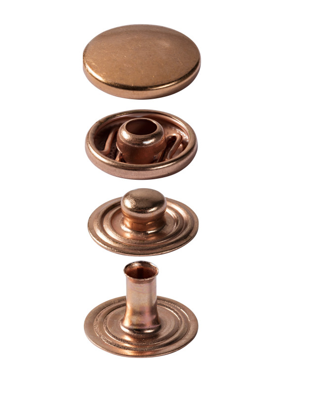 Boutons pression, cuivre- anorak - 15mm et outils de pose Prym 