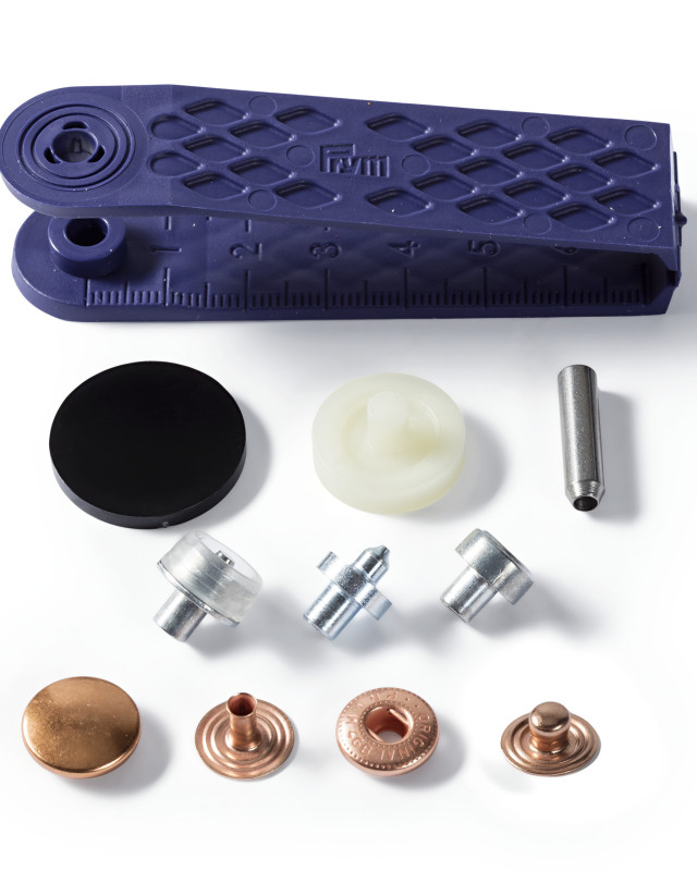 Boutons pression, cuivre- anorak - 15mm et outils de pose Prym 