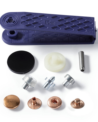 Boutons pression, cuivre- anorak - 15mm et outils de pose Prym 