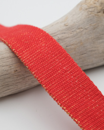 Sangle rouge pailletée or 30mm Salome - Mercerine