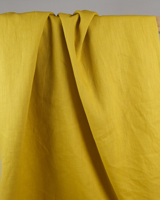 Tissu lin lavé jaune moutarde - Achat tissu en ligne Mercerine