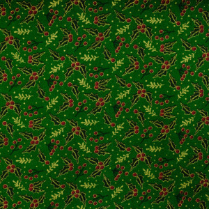 Coton Noël Houx vert x10cm - Tissus Noël - 1760131.FE.X