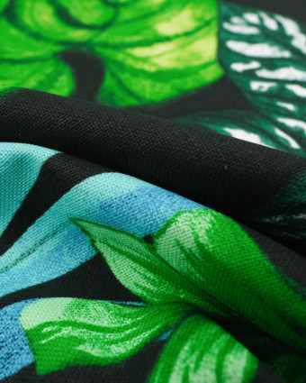 Tissu grande largeur - tissu tropical noir - Mercerine