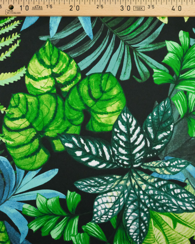 Tissu grande largeur - tissu tropical noir - Mercerine