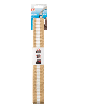 Sangle de sac - Rayures beige - Blanc -3MX40mm - Prym - Mercerine