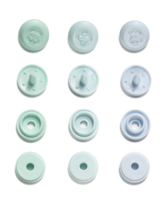 Mini boutons pression - Bleu - Menthe - Lot de 36 - Mercerie - Mercerine