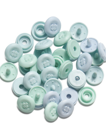 Mini boutons pression - Bleu - Menthe - Lot de 36 - Mercerie - Mercerine