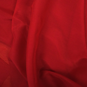 Tissu Soie coton rouge  - 10cm