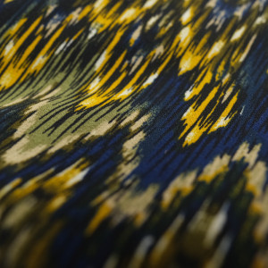 Crêpe Georgette chevrons jaune bleu x10cm -  Mercerine