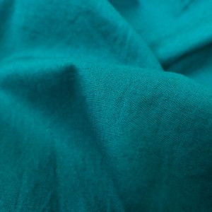 Tissu coton lavé bleu paon