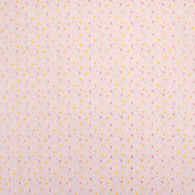 Coton petit motif rose brillant jaune bleu - 10cm -  Mercerine