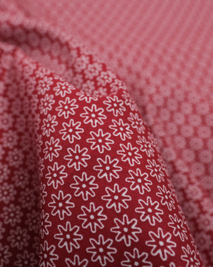 Tissu Coton Imprimé Fleuri Bordeaux - Largeur 150 Cm - Vente Au Mètre - Neuf