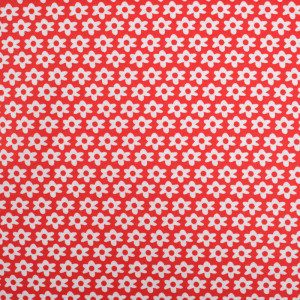 Tissu coton fleuri rouge x10cm