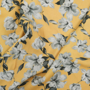 Tissu Viscose fleurs jaune vintage -  -  Mercerine