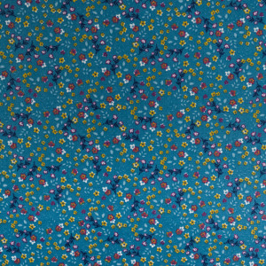 Coton Imprimé bleu pétrole petites fleurs