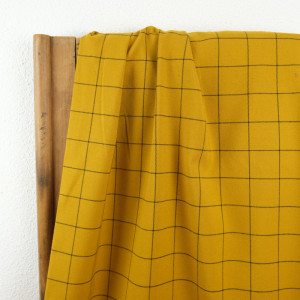 Tissu Écossais jaune ocre raye noir  - 10cm -  Mercerine