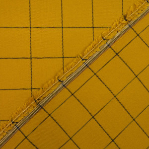  Tissu Écossais jaune ocre raye noir  - 10cm -  Mercerine
