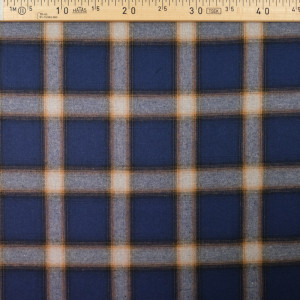  Tissu Surchemise tartan bleu large ocre - 10cm -  Mercerine