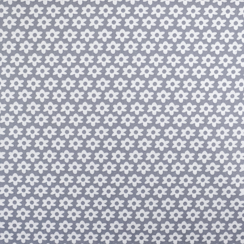 Tissu coton fleuri gris clair  x10Cm -  Mercerine