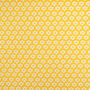 Tissu coton fleuri jaune  x10Cm