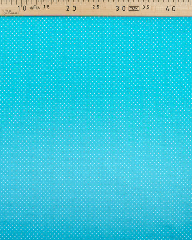 Coton bleu turquoise à pois blanc - Tissu au metre - Mercerine