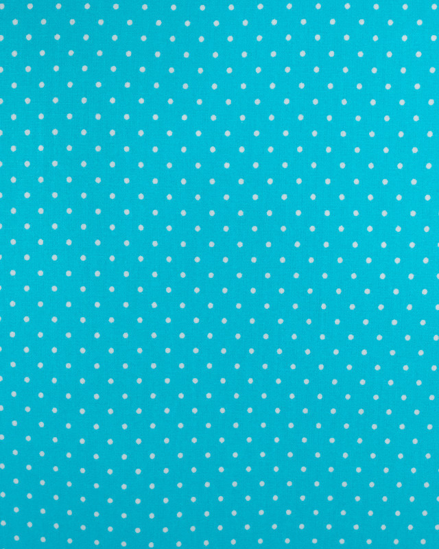 Coton bleu turquoise à pois blanc - Tissu au metre - Mercerine