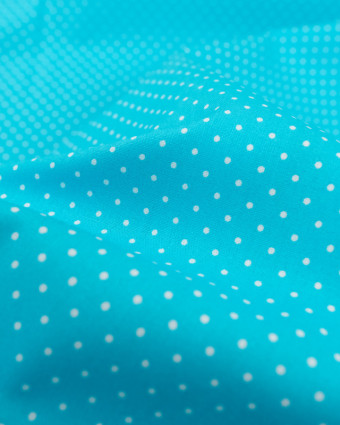 Coton bleu turquoise à pois blanc - Mercerine