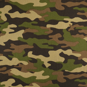 Coton camouflage kaki - 10cm