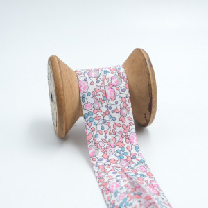 Biais Liberty Fabrics Eloise rose x 1cm -  Mercerine
