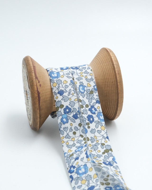 Biais Liberty Fabrics bleu Eloise  -  Mercerine