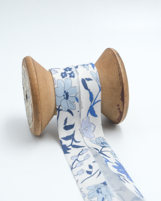 Biais Liberty Fabrics bleu fleuri  -  Mercerine