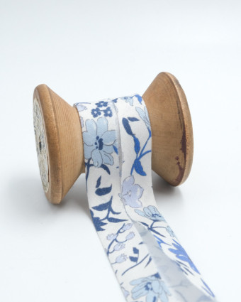 Biais Liberty Fabrics bleu fleuri  -  Mercerine
